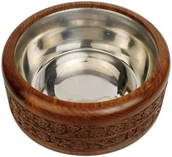 wooden chapati box/casserole with steel for chapati/roti, size : 8"", Brown